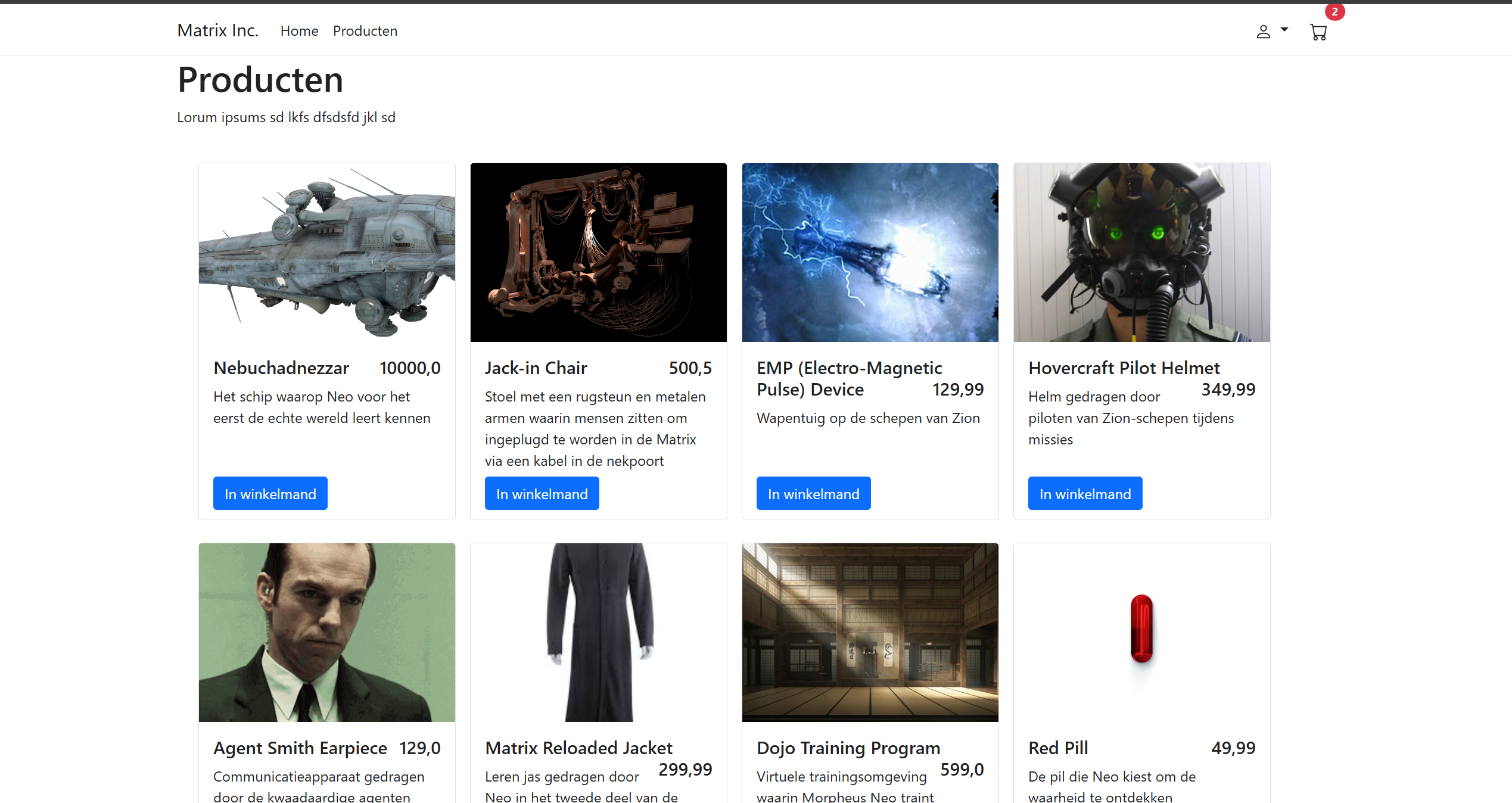 Matrix Inc Webshop – screenshot 2